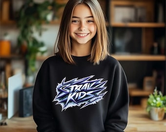 K-Pop Sweatshirt for Teens, Stray Kids Style Graphic Crewneck, Trendy Korean Pop Fan Wear