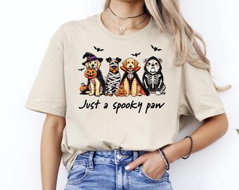 Halloween Dog T-Shirt, Halloween Shirt, Cute Dog Shirt, Spooky Halloween Tee, Funny Halloween Shirt, Just a Spooky Paw Tee
