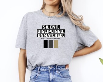 Silent Disciplined Unmatched T-Shirt, Minimal Motivation Shirt, Gym Mindset Quote Tee, Discipline Aesthetic Apparel