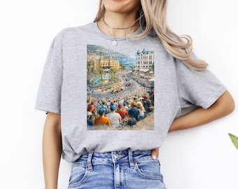 Monaco Grand Prix Painting Shirt, Vintage Street Art Tee, European Travel Graphic