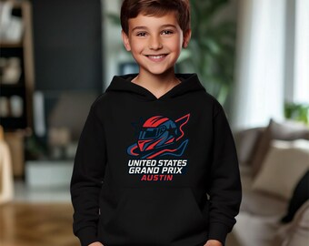Kids Racing Hoodie Austin GP Style, Youth Motorsport Sweatshirt, Race Fan Gift for Boys