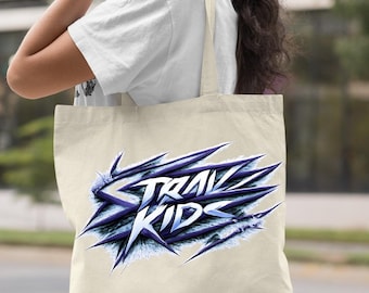 Stray Kids Style Tote Bag, K-Pop Canvas Bag, Korean Pop Fan Gift, Daily Reusable Tote
