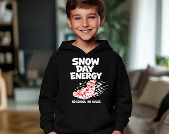 Snow Day Energy Kids Hoodie, Funny Winter Graphic Youth Sweatshirt