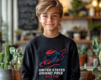 Kids Grand Prix Sweatshirt Motorsport Style, Racing Inspired Youth Top, Austin Race Fan Gift