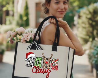 Nana Claus Tote Bag, Christmas Tote Bag, Xmas Nana Tote Bag, Grandma Tote Bag, Christmas Party Bag, Merry Christmas Bag, Christmas Gift