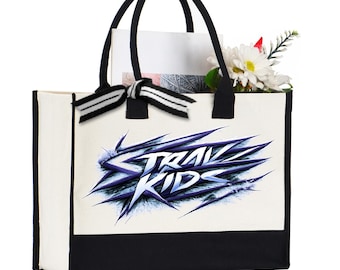 K-Pop Tote Bag, Stray Kids Style Canvas Bag, Kpop Fan Gift, Reusable Shopping & School Bag