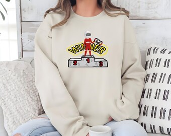 Winner Podium Cozy Sweatshirt • Racing Champion Pullover • Trophy Podium Graphic