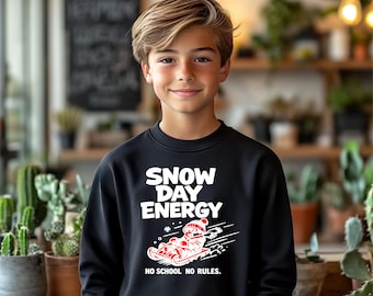Snow Day Energy Kids Sweatshirt, Funny Winter Youth Shirt