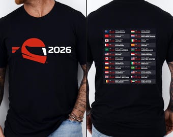 2026 Racing Calendar T Shirt, Global Race Schedule Back Print, Motorsport Fan Tee, Track Calendar Shirt F1