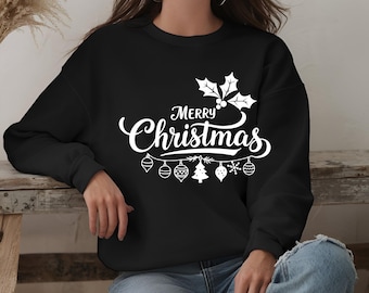 Merry Christmas Sweatshirt – Holiday Ornament Cozy Pullover – Festive Winter Gift