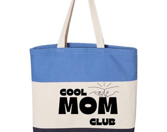 Cool Mom Club Tote Bag – Trendy Canvas Bag for Stylish Moms – Pink Maroon Aesthetic Gift for Mother’s Day