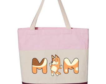 Cute Dancing Dog MOM Tote Bag – Pink Cartoon Mom Bag – Funny Gift for Cool Moms