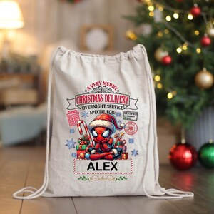 Santa Sack for Christmas, Santa Sack, Christmas Gift Bag, Custom Spiderman Christmas Santa Bag, Christmas Gift, Custom Xmas Bag, Xmas Gift image 1