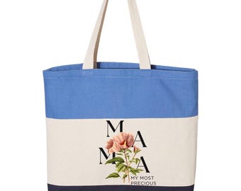 Mama Tote Bag – My Most Precious Floral Canvas Bag – Mother’s Gift for Her