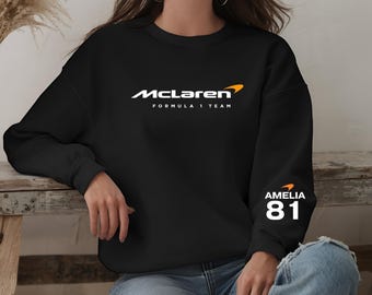 Mclaren Minimal Custom Number Hoodie • Personalized Back Print Sweatshirt • Sporty Unisex Top