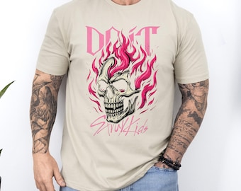 Rock Legend Inspired Flaming Skull Shirt, Vintage Arena Rock Graphic Tee, Retro Music Style Unisex T-Shirt