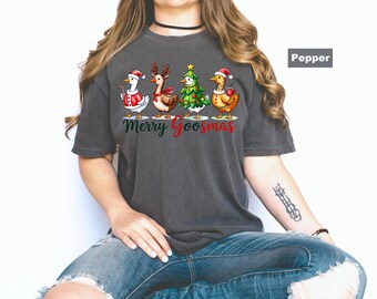 Comfort Colors® T-Shirt, Christmas Goose Shirt, Christmas Party Shirt, Funny Christmas Tee,Merry Goosmas T-Shirt,Christmas Shirt, Xmas Shirt