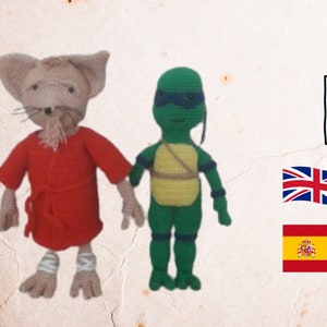 Teenage Mutant Ninja Turtles and Splinter Master, Amigurumi Crochet Pattern, PDF