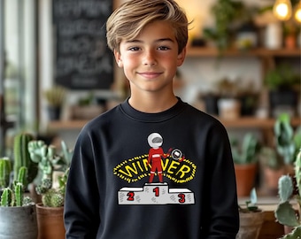 Winner Podium Kids Sweatshirt • Racing Champion Youth Top • Trophy Graphic Wear