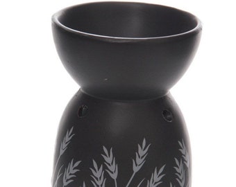 Bruciatore di cera e olio in ceramica nera Grass Design