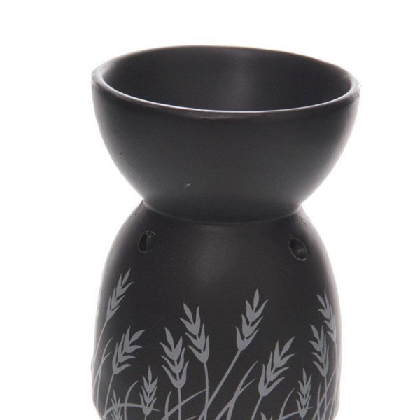 Grass Design Black Ceramic Oil and Wax Burner