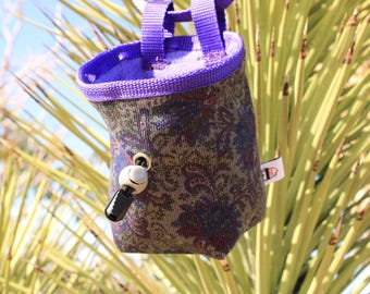 Upcycled Corduroy Chalk Bag Made from Thrifted Fabic and Upcycled Fleece Medium Size