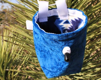 Upcycled Velvet Chalk Bag Made from Thrifted Fabic and Upcycled Fleece Large Size