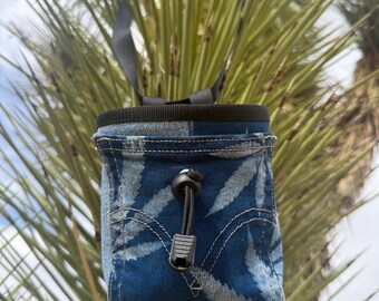 Handmade Chalk Bag 1/1 - Reworked and Upcycled Levi Jeans. Unique gift for him or her. Climbing, boho-chic style gear.