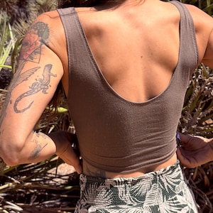 Bralette Crop Top i ekologisk hampa | Yoga-bh, andningsbar giftfri jersey, handgjord i Joshua Tree Fungi
