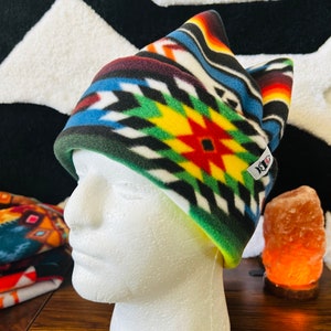 4 point retro fleece beanie / extra cozy, crown toque