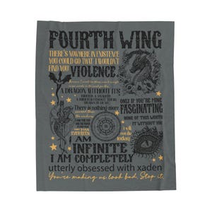 Cozy Fourth Wing Blanket for Sofa & Bed Velveteen Plush Blanket, Basgiath War College Design, Book Lover Gift, 50x60 Inches image 3