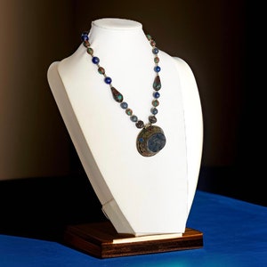 Vintage Nepal Tibetan Women Necklace Lapis lazuli Black Agate Nepalese Ethnic Tibet Handmade Jewelry