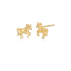 Unicorn tiny stud earring sterling silver • petite pony tragus cartilage earring • multi-piercing second hole earring • horse gift for kids