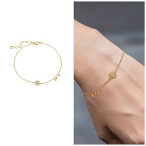 Star bracelet sterling silver • celestial bracelet • north star silver bracelet • starburst charm bracelet • meteorites bracelet • women