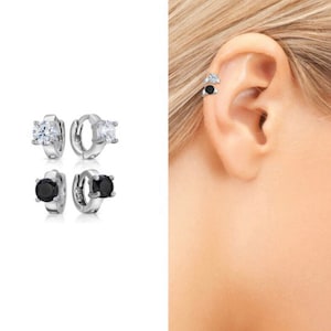 Huggie Hoop Earrings • onyx tragus earrings • tiny hoop earrings • cartilage hoop earrings • helix hoop small hoop earrings