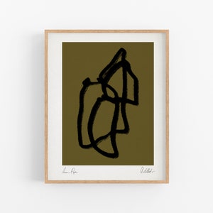 Geometric Wall Art Print | Framed Giclee Print | Modern Abstract Minimalist Decor | Black Lines on Olive Green