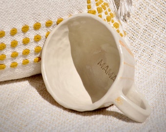 Handmade MAMA. mug / Ceramic Cup / Yellow Pattern