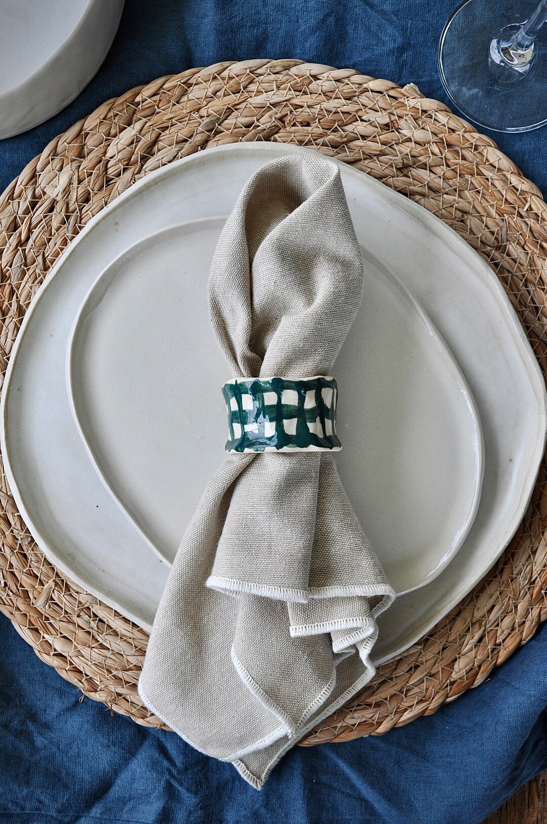 Multiple Colours Individual Handmade Ceramic Napkin Rings / Gingham ...