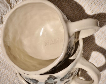 Handmade MAMA. mug / Ceramic Cup / Leopard Print