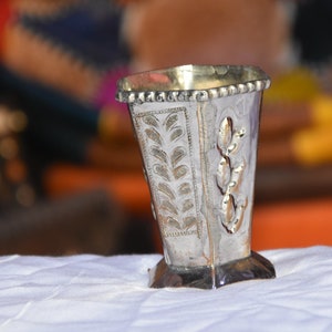 Vintage Moroccan Cups Silver , Moroccan Silver Dish