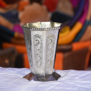 African Silver Cups Dish Morocco , Cups Silver Handmade