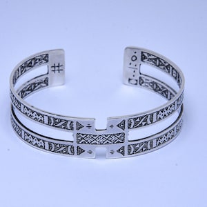 Handgemachtes Sterling Silber Tuareg Manschette Armband: Ethnischer Berber Schmuck