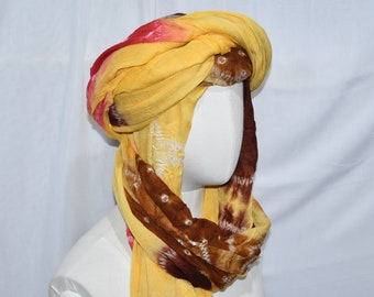 Tuareg Scarf Cotton Tey Die natural , Berber Moroccan Scarf