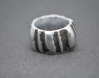 Bague touareg vintage en aluminium : bijoux tribaux berbères, taille 6