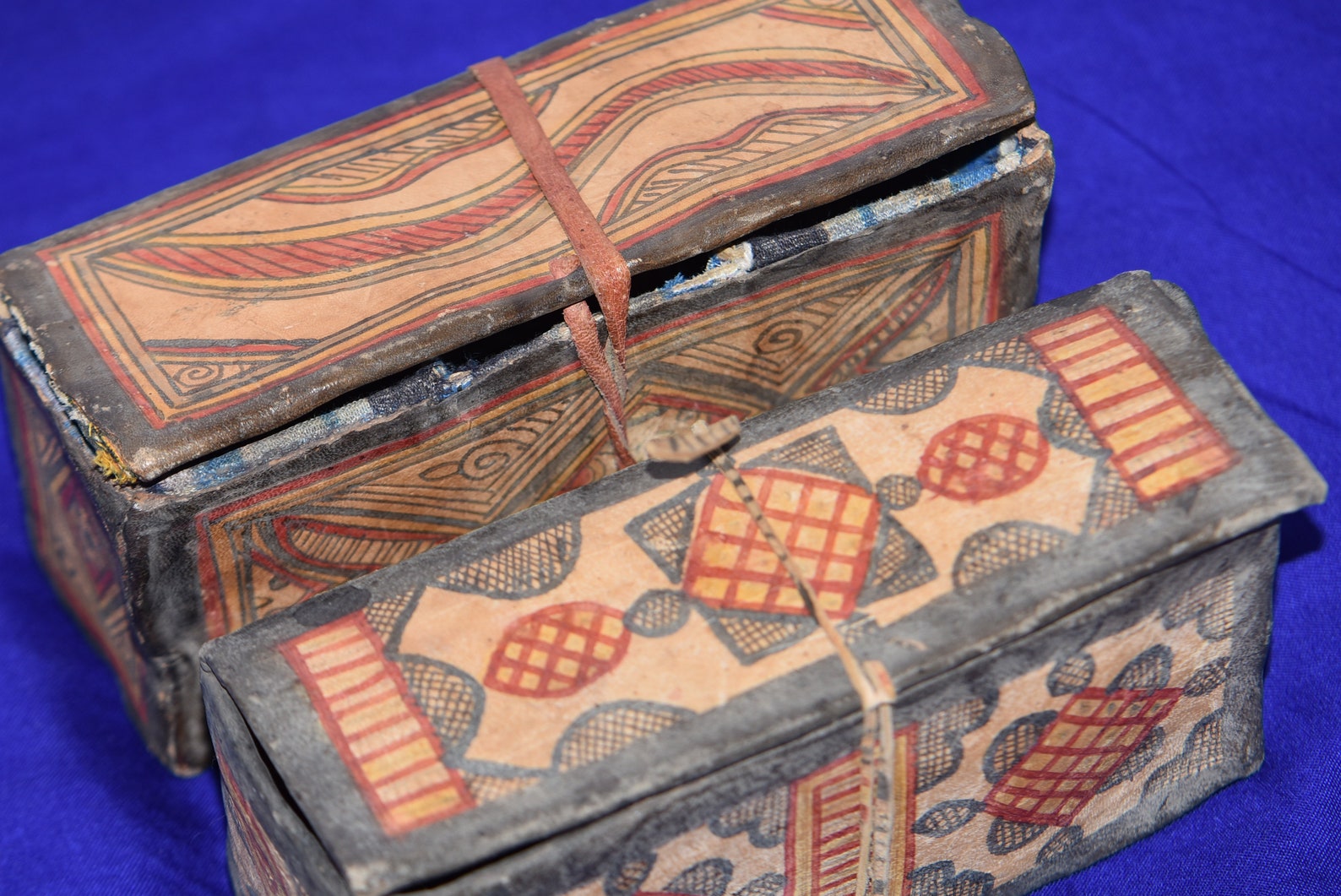 Tuareg Box Jewelry Leather Cammel Paire Tuareg Leather Box Etsy