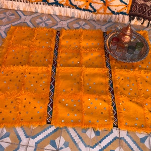 Handwoven yellow kilim , berber rug blanket wedding
