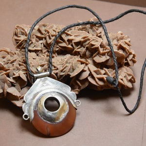 African Tuareg Pendant Agate Necklace Handmade Tuareg Jewelry