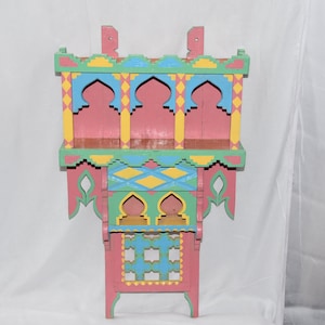 Moroccan Art Shelf Wood Painted , Handmade Shelves wood Engraved And Painted
