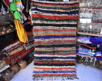 Berber Boucherouite Rug Vintage 1950s