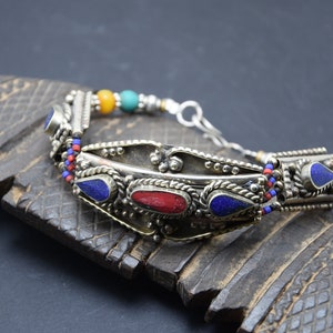 Berber Bracelet Silver Handmade Ethnic Bracelet Berber with Coral